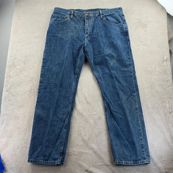 Wrangler Men Jeans Size 38x30 Blue Denim Classic Straight Leg Casual 100% Cotton - Picture 13 of 14